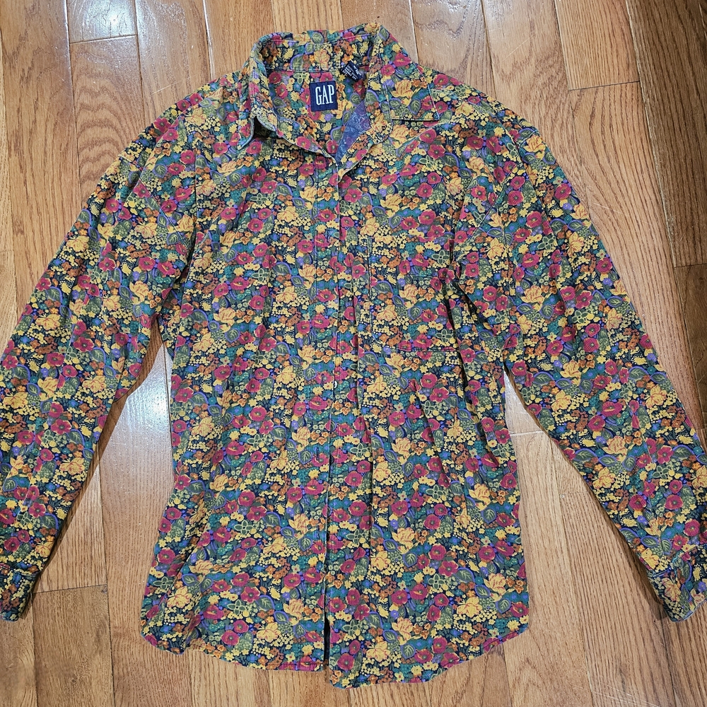 Vintage GAP Multicolor Corduroy Floral Button Down